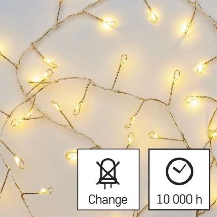 Corrente de Natal LED 100xLED/3xAA 2,7m branco quente