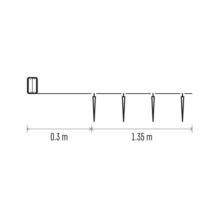 Corrente de Natal LED 10xLED/2xAA 1,65m