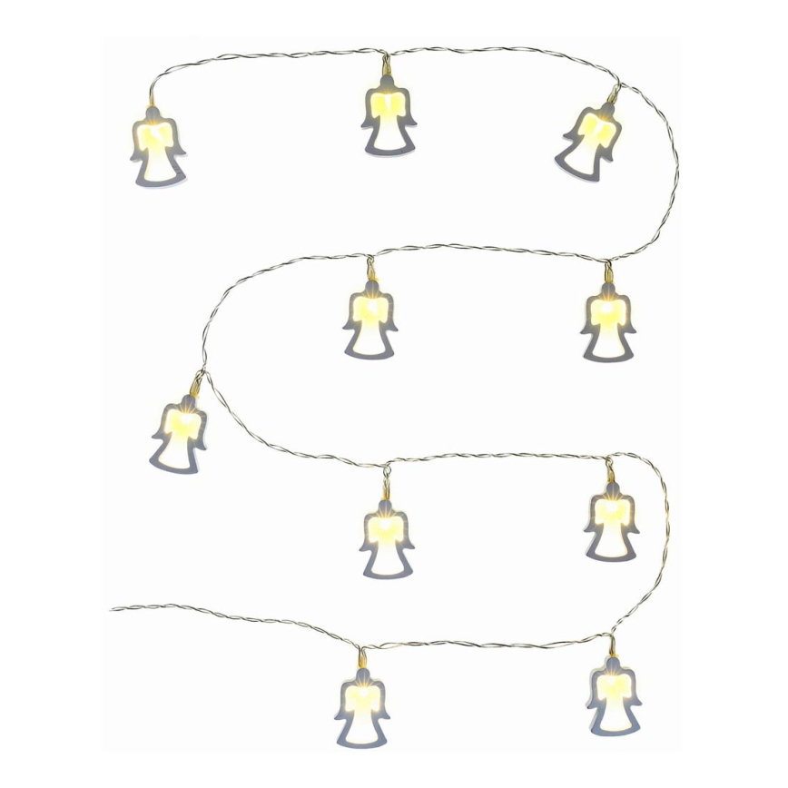 Corrente de Natal LED 10xLED/2xAAA 1,8m branco quente