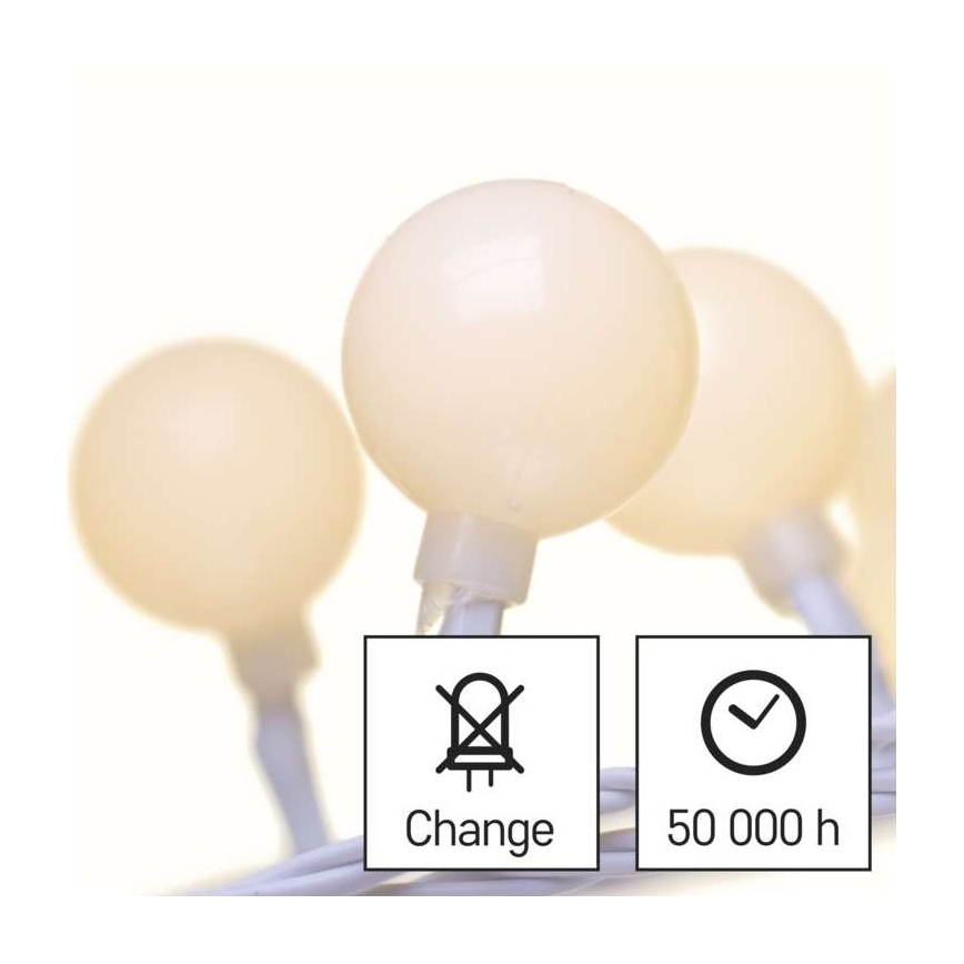 Corrente de Natal LED para exterior 40xLED/9m IP44 branco quente