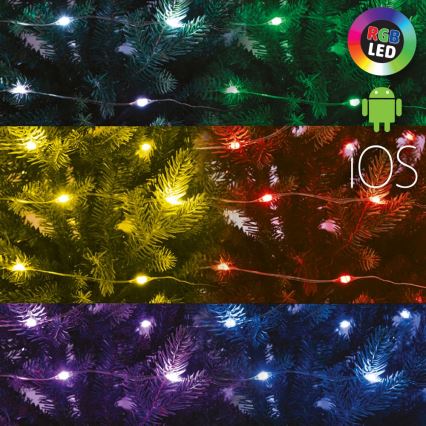 Corrente de Natal LED RGB regulável 200xLED/29 funções 20,4m