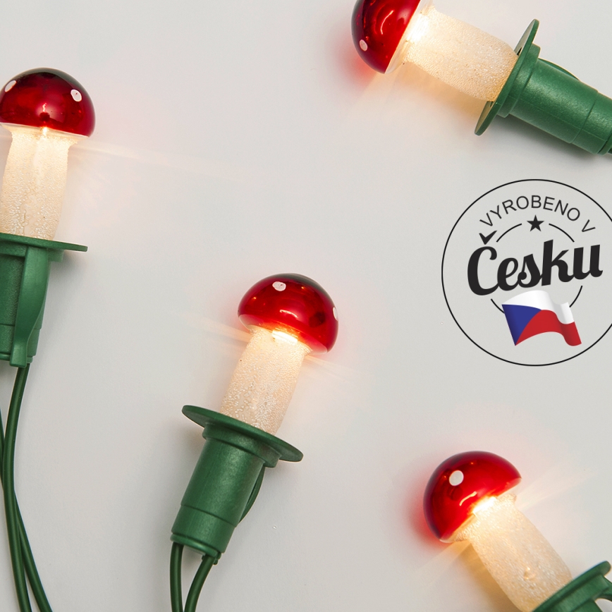 Corrente de Natal TOADSTOOL 12xE10/10,7m vermelho Fabricado na Europa