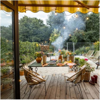 Corrente decorativa exterior LED BAJA ST64 10xE27/1W/230V 10,9m IP44 branco quente