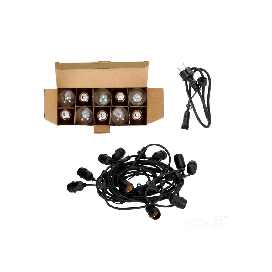 Corrente decorativa exterior LED BAJA ST64 10xE27/1W/230V 10,9m IP44 branco quente