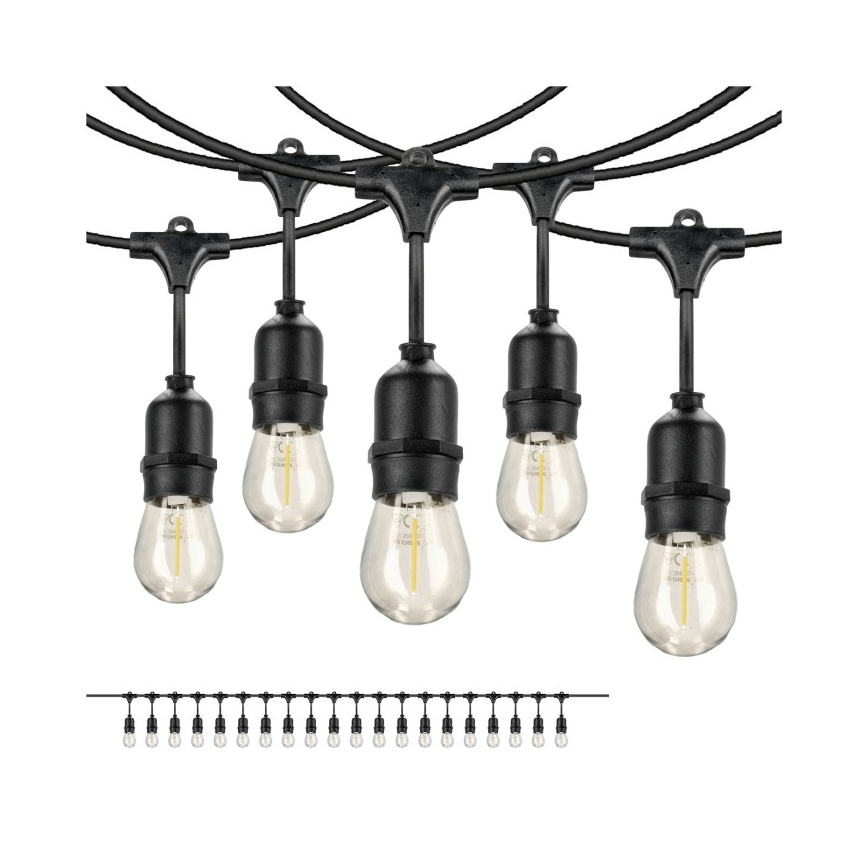 Corrente decorativa exterior LED BAJA ST64 20xE27/1W/230V 10,9m IP44 branco quente