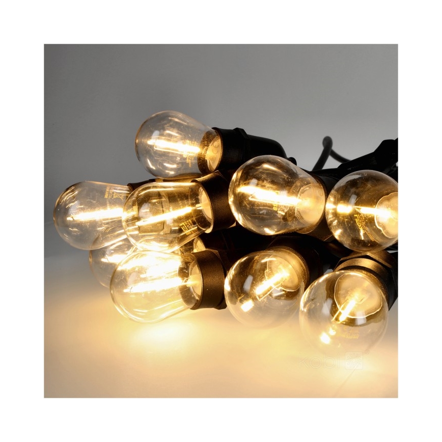 Corrente decorativa exterior LED BAJA ST64 20xE27/1W/230V 10,9m IP44 branco quente