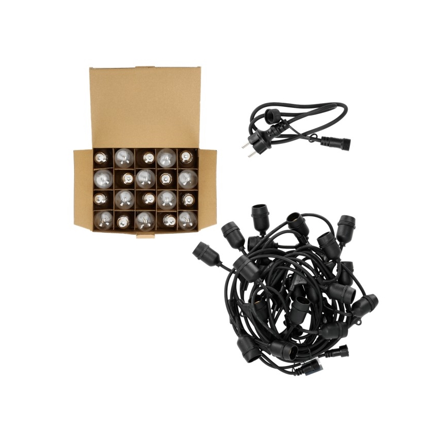 Corrente decorativa exterior LED BAJA ST64 20xE27/1W/230V 10,9m IP44 branco quente