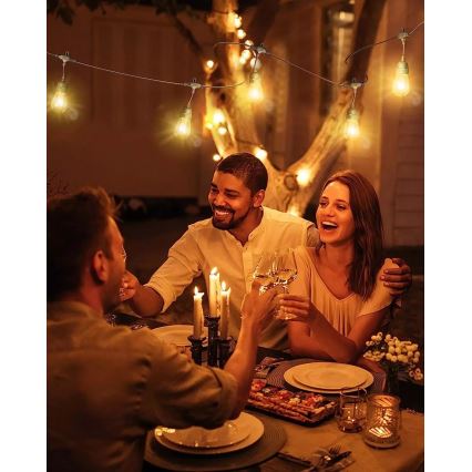 Corrente decorativa exterior LED BAJA ST64 20xE27/1W/230V 20,9m IP44 branco quente