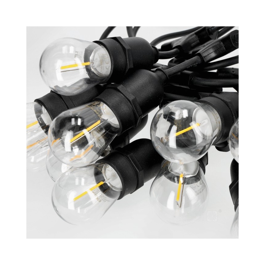 Corrente decorativa exterior LED BAJA ST64 20xE27/1W/230V 20,9m IP44 branco quente