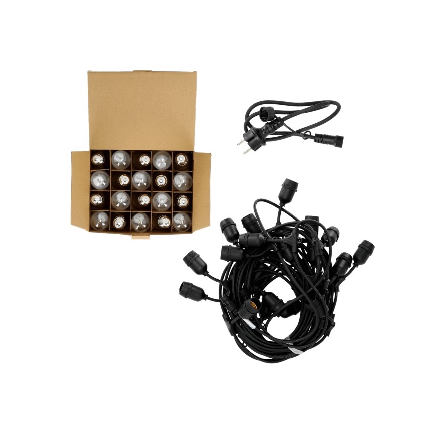 Corrente decorativa exterior LED BAJA ST64 20xE27/1W/230V 20,9m IP44 branco quente