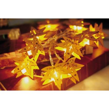 Corrente decorativa LED 10xLED/2xAA 1,65m folha de carvalho