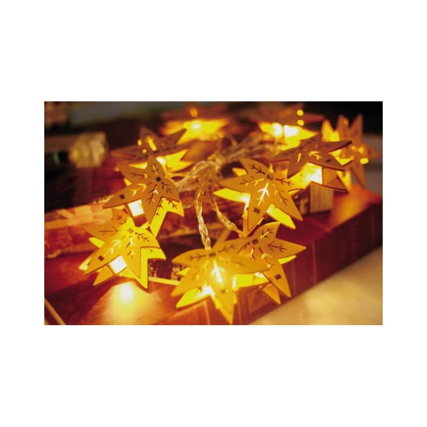 Corrente decorativa LED 10xLED/2xAA 1,65m folha de carvalho