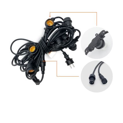 Corrente decorativa para exterior MIMOSA 10xE27/1,3W/230V IP44 10 m