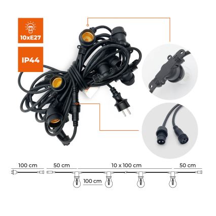 Corrente decorativa para exterior MIMOSA 10xE27/1,3W/230V IP44 10 m