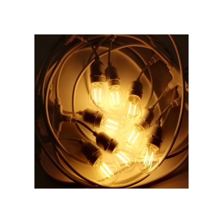 Corrente exterior 15xE27/10W/230V 15 m IP44 branca