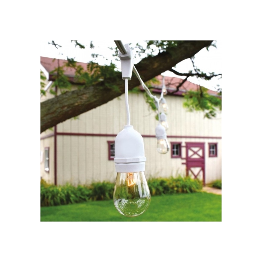 Corrente exterior 15xE27/10W/230V 15 m IP44 branca