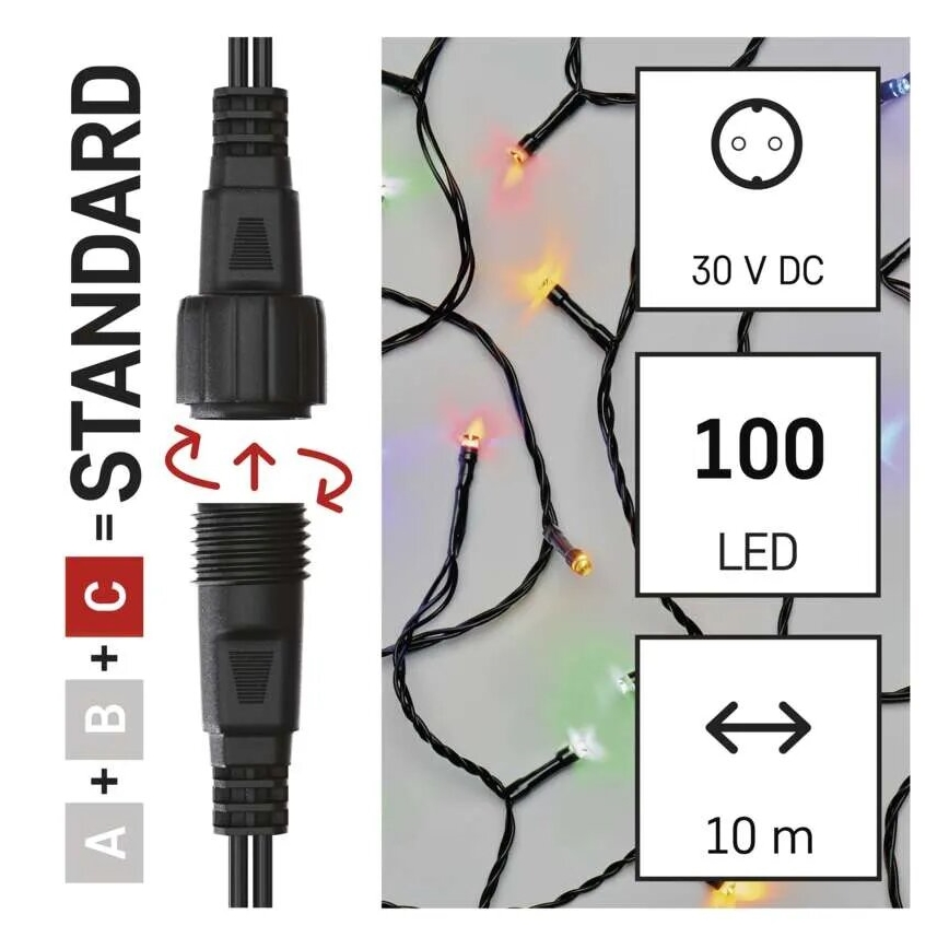 Corrente exterior de Natal LED 100xLED/10m IP44 multicolor