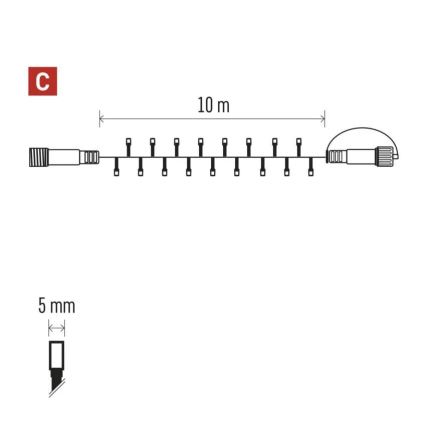 Corrente exterior de Natal LED 100xLED/10m IP44 multicolor