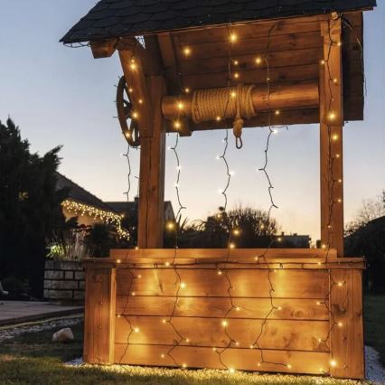 Corrente exterior de Natal LED 100xLED/1x2m IP44 branco quente