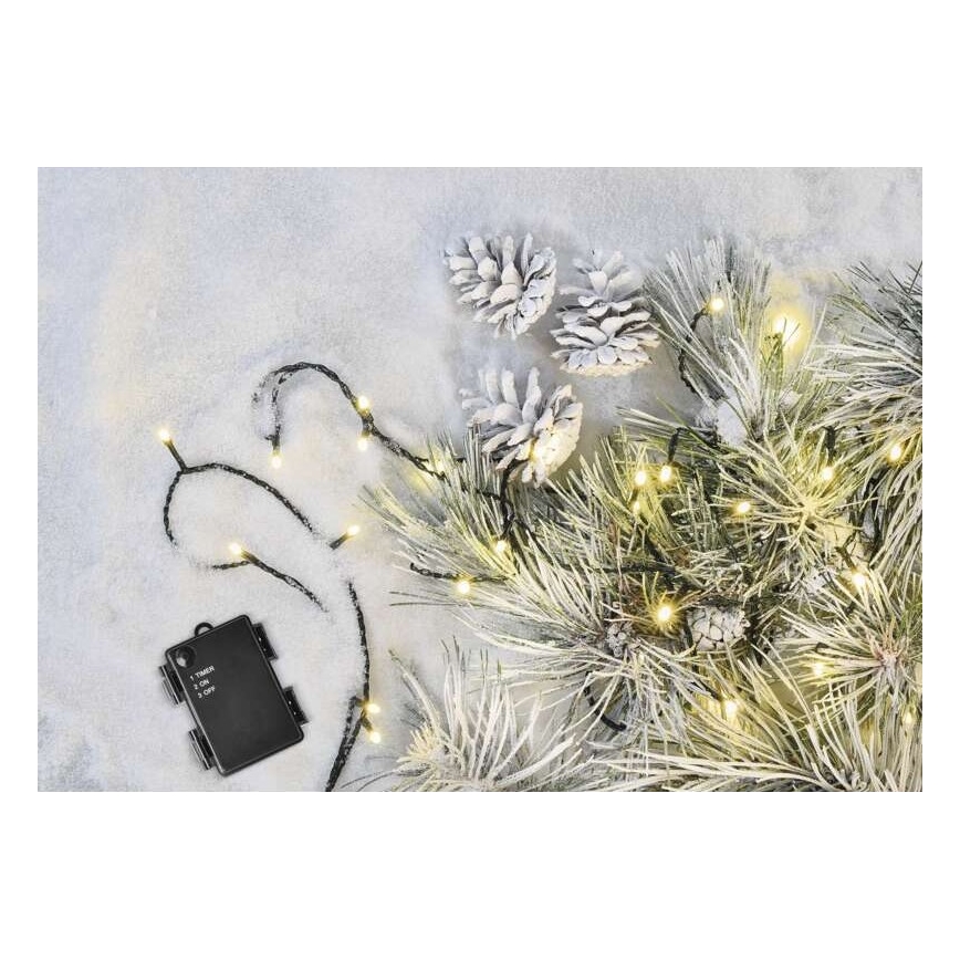 Corrente exterior de Natal LED 120xLED/3xAA 8,9m IP44 branco quente