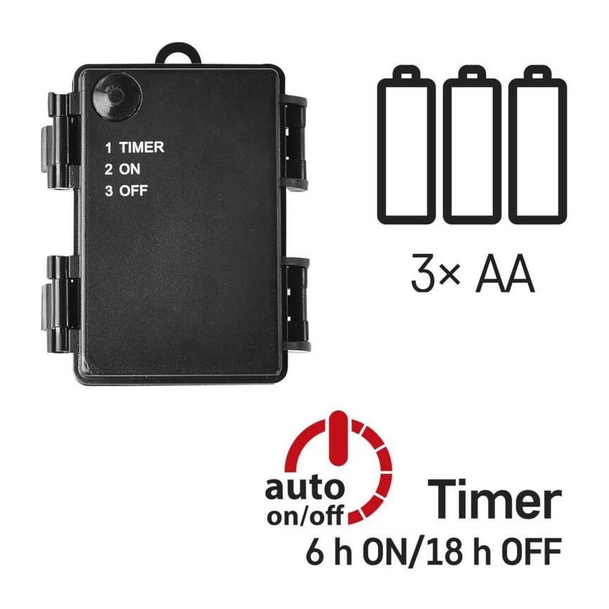 Corrente exterior de Natal LED 120xLED/3xAA 8,9m IP44 branco quente