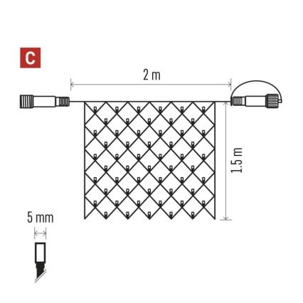 Corrente exterior de Natal LED 160xLED/2x1,5m IP44 branco frio