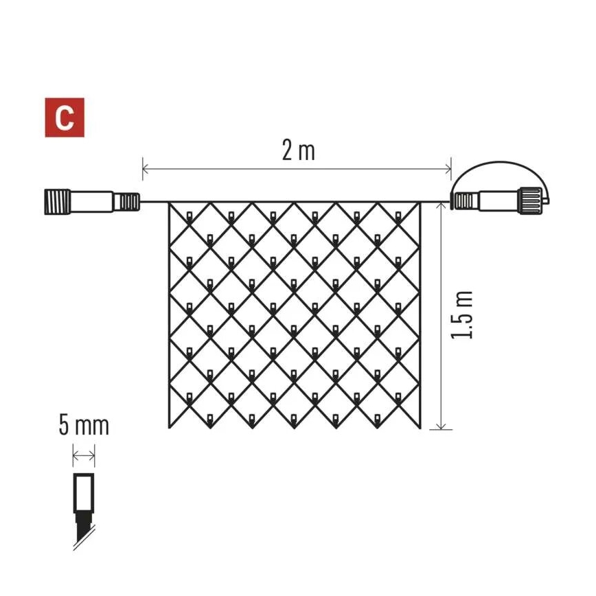 Corrente exterior de Natal LED 160xLED/2x1,5m IP44 branco frio