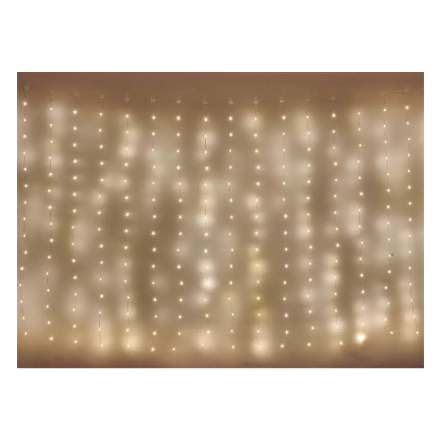 Corrente exterior de Natal LED 180xLED/8 funções 6,7 m IP44 branco quente