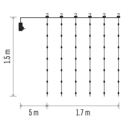 Corrente exterior de Natal LED 180xLED/8 funções 6,7 m IP44 branco quente