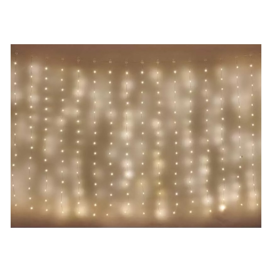 Corrente exterior de Natal LED 300xLED/8 funções 7,9 m IP44 branco quente