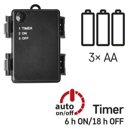 Corrente exterior de Natal LED 40xLED/3xAA 3,3m IP44 branco frio