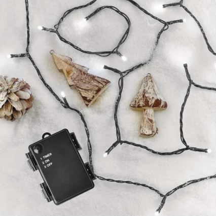 Corrente exterior de Natal LED 80xLED/3xAA 6,1m IP44 branco frio