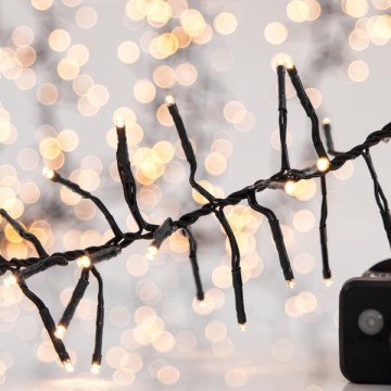 Corrente exterior de Natal LED CLUSTER 768xLED/8 funções 9 m IP44 branco quente