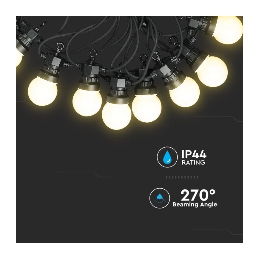 Corrente exterior LED STRING 10m 20xLED/0,5W/230V IP44 6000K