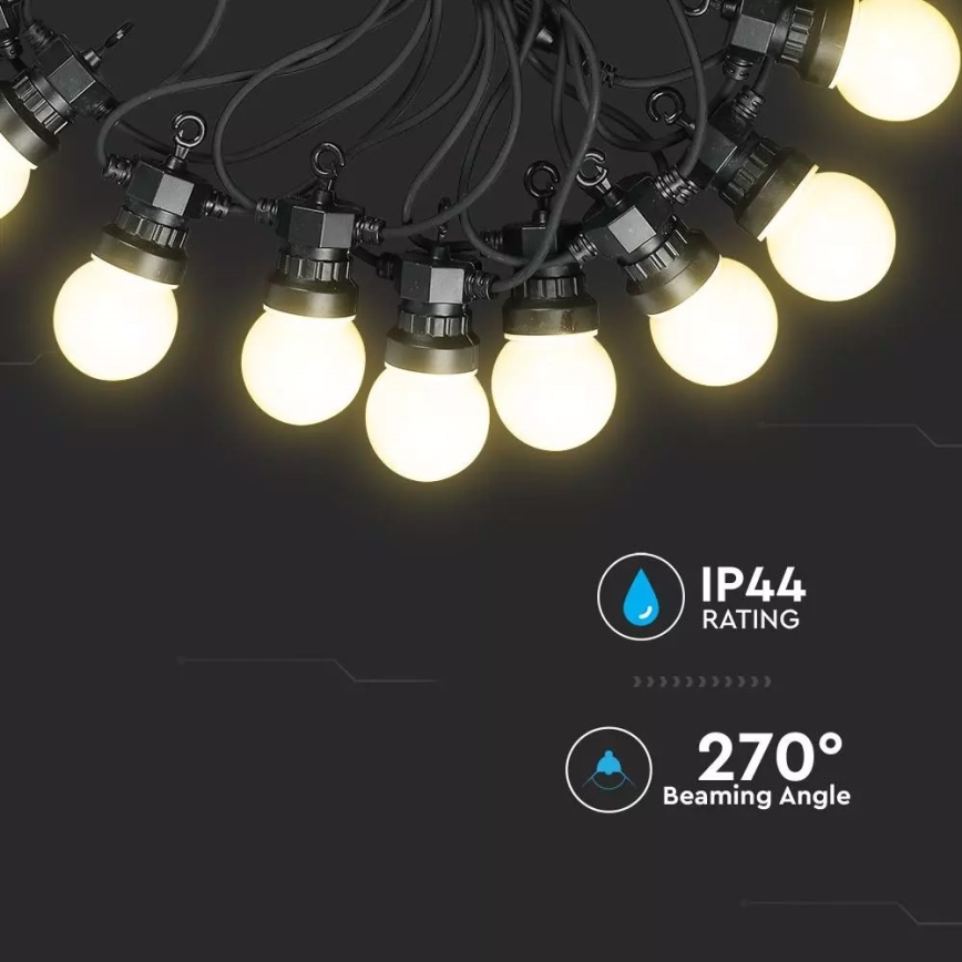 Corrente LED de exterior STRING 10m 20xLED/0,5W/230V IP44 3000K