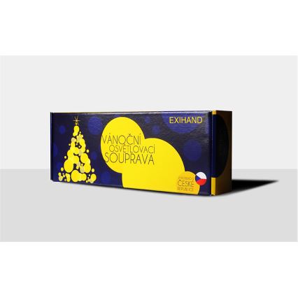 Cordão luminoso FELICIA, 16 lâmpadas E10, 13,5 m, branco quente, Fabricado na República Checa