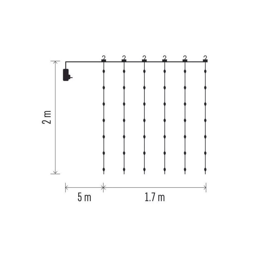Corrente luminosa LED de Natal para exterior, 240xLED/8 funções, 6,7 m, IP44, branco quente