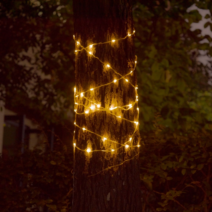 Corrente solar LED decorativa LED/3,7V 1800 mAh 10 m IP44 + comando