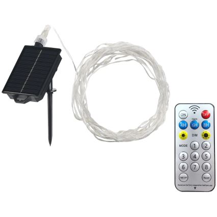 Corrente solar LED decorativa LED/3,7V 1800 mAh 10 m IP44 + comando