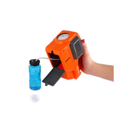 Corta-relvas com soprador de bolhas e luz integrada — funciona com 4 pilhas AA