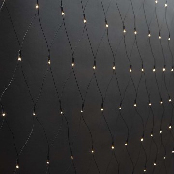 Cortina de LED para exterior 160 LEDs/7 funções 5 m IP44 branco quente