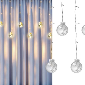 Cortina de LED WISH BALLS 108 LEDs / 8 funções, 4,5 m, branco quente