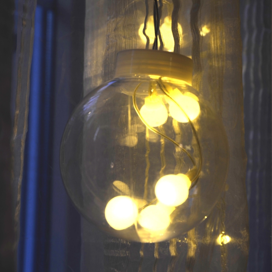 Cortina de LED WISH BALLS 108 LEDs / 8 funções, 4,5 m, branco quente