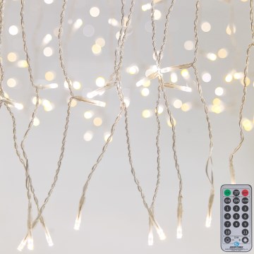 Cortina de Natal LED dimerizável para exterior CURTAIN 360xLED/8,4W/230V 2x2 m IP44 branco quente + comando à distância