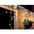 Cortina de Natal LED para exterior 120 LEDs/8 funções 9 m IP44 branco quente