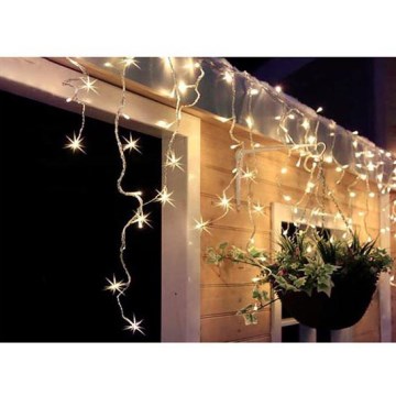 Cortina de Natal LED para exterior 120 LEDs/8 funções 9 m IP44 branco quente