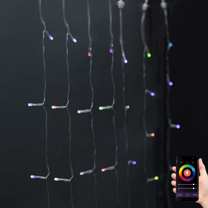 Cortina de Natal LED RGB 180xLED/7 funções 6m IP65 Wi-Fi Tuya