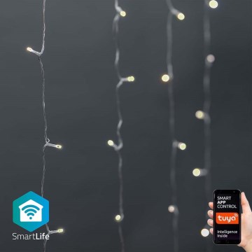 Cortina LED de Natal 200 LEDs / 11 funções, 6 m, IP65, Wi‑Fi Tuya, branco quente a frio