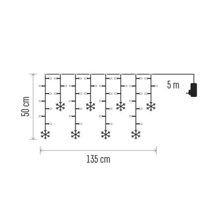 Cortina LED de Natal 60xLED/1,35W 635x50 cm branco frio