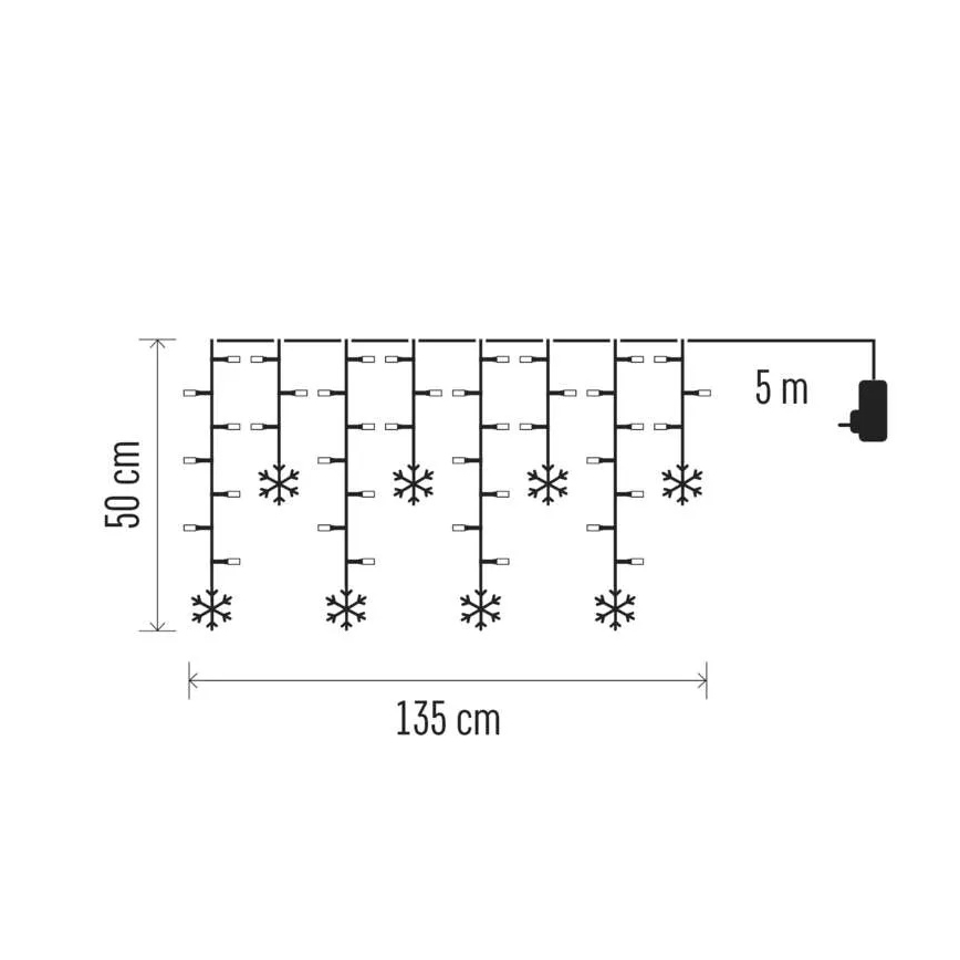Cortina LED de Natal 60xLED/1,35W 635x50 cm branco frio